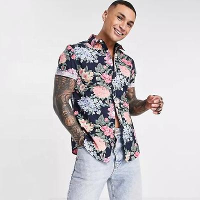 China Factory Customized Anti-pilling Fashion Hawaiian Shirt Mens Clothing Cotton Printing Mens Buttons Shirts Short Sleeves for sale