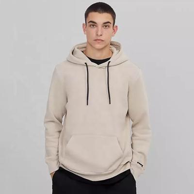 China Anti-Wrinkle High Quality OEM Customized Logo 100% Cotton Mens Solid Color Beige Sweatshirts Custom Made Hoodies for sale