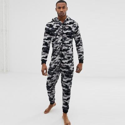 China Regular Fit Zip Leaders Breathable Onesie With Camouflage Print In Gray for sale