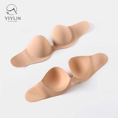 China YiYun OEM Invisible Bra QUICK DRY Backless Wire Free Strapless Seamless Silicone Lift Up One Piece U Shape Bralette Bras for sale