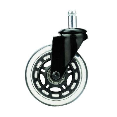 China Huarui Traditional High Quality PU Castor Silicone Office Chair Caster Wheels 75mm Wheels For Furniture Half Transparent Casters for sale