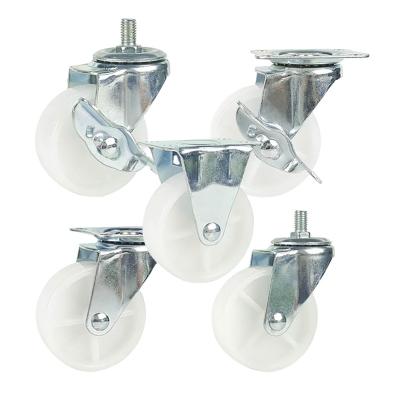 China swivel & Rigid Industrial Light Duty Galvanized White PP Swivel Fixed Side Brake Caster Wheel for sale