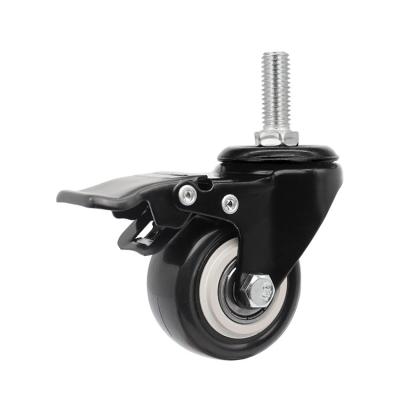 China swivel & 1.5 2 2.5 3 Inch Rigid Industrial Electrophoresis Finished PVC PU Swivel Brake Light Duty Casters for sale