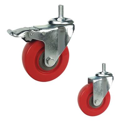 China swivel & Hotselling Rigid Industrial Red PVC Medium Duty Swivel Fixed Plate Ball Bearing Caster Wheel 4 Inch for sale