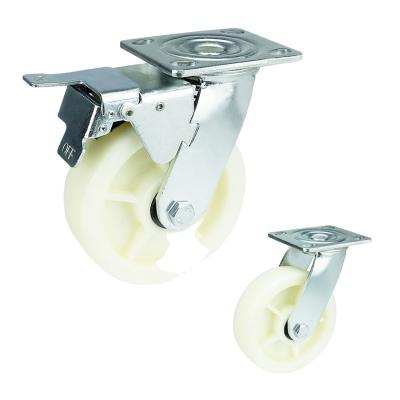 China swivel & Hot Selling Rigid Factory Trolley Wheels Caster Wheel Heavy Duty Swivel With Brake Wheel Nylon Caster Industrial Casters for sale