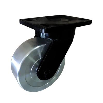 China swivel & Construction Rigid Solid Steel Bilateral Welded Black Powder Coated Forged Steel Swivel Casters Super Heavy Duty Caster Wheels for sale