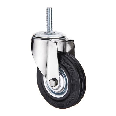 China swivel & China Manufacturer Rigid 100 Mm Diameter Industrial Black Hard Rubber Threaded Stem Caster Wheels for sale