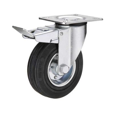 China swivel & Amazon Rigid Bestselling European Dumb Black Rubber Industrial Caster 80 100 125 160 200 mm Diameter And Wheel for sale