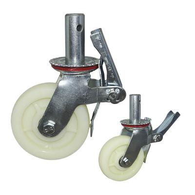 China PIVOT High Quality Guarantee 8 Inch White Solid Scaffolding Steel Welded Bracket Polypropylene 300kgs Load Caster Wheels for sale