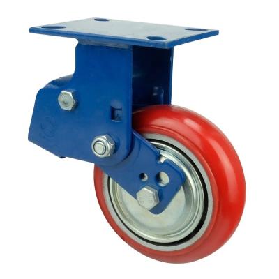 China Wholesale Huarui PIVOT 125/150/200mm Blue Shock Absorber Heavy Duty Spring Caste Wheel Bracket for sale