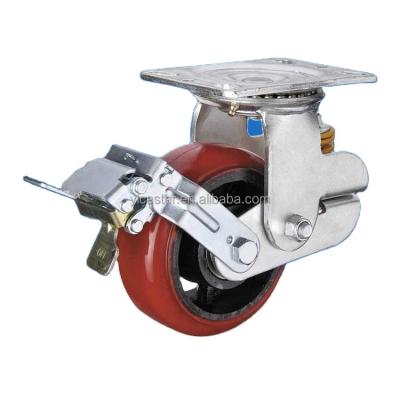 China Midum to High Quality Swivel High Capacity Spring Sole Shock Absorbing Polyurethane Caster Wheel for sale