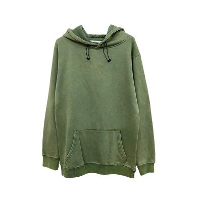 China Windproof Cotton Vintage Oversized Green Washed Hoodie With Custom Logo for sale