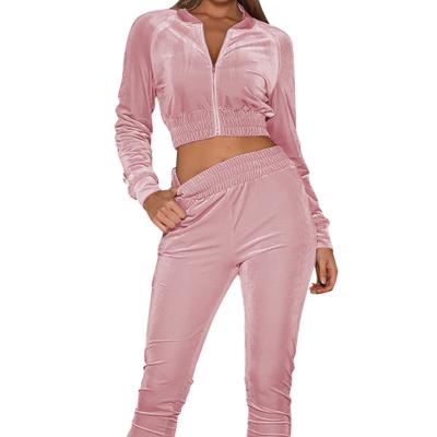 China Breathable Slim Fit Sweatpants And Velvet Jogger Sweatshirts Set For Women for sale