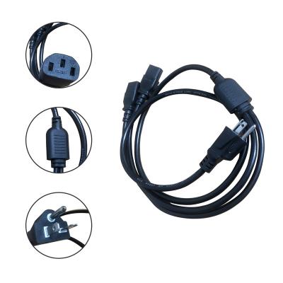 China AC Power Cable US Plug 3pin Standard Cord 3m Length 6AWG 2.5mm2 10A One-in-Two Power Cable US Plug 6-20P-C13 Connector for sale