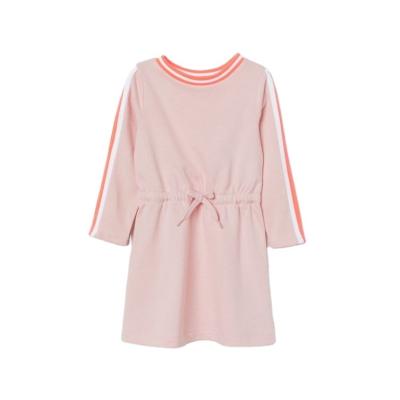 China Autumn Breathable Soft Babies Pink Long Sleeve Jersey Dress for sale