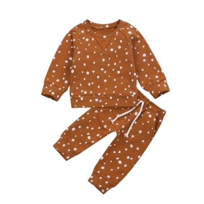 China Cozy Breathable Baby Loungewear Unisex Pajamas Sets Polka Dot Autumn Set for sale