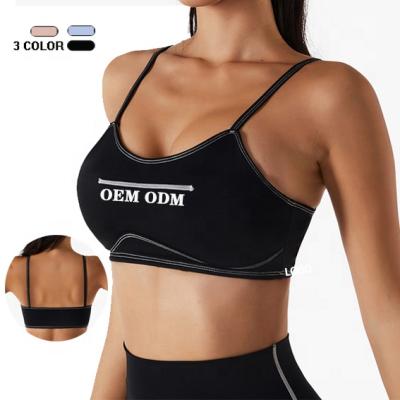 China Breathable Black Women Yoga Sports Bra Custom Made Gym Activewear High Support for sale