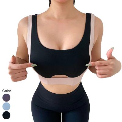 China Contrast Color Breathable Wear Yoga Shockproof Running Bra For Women Fitness Workout Sports Yoga Breathable Nude Bra Push Up for sale