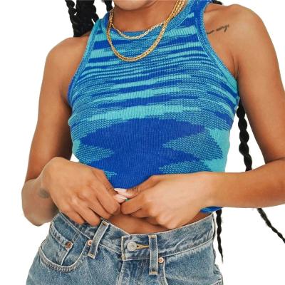 China Breathable Fitness Yoga Wear Summer Knit Crop Top Women Casual Streetwear Women's Green Vest Workout Fashion Sleeveless Tanks Tops Gym for sale