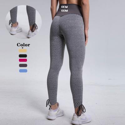 China Breathable Sportswear Gym Activewear Tummy Control Leggings Pants With Drawstring Running Yoga Butts Crac! crack! high waist gaiters for sale