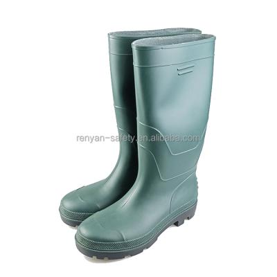 China PVC Green Color PVC Gum Boots With Cap Steel Toe Standard Safety PVC Rain Boots for sale