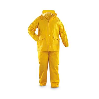 China Yellow High Visibility Water Proof Bachelorette Raincoats Reflective Rainsuit Two Piece Coating PVC Polyester Adults Raincoat for sale