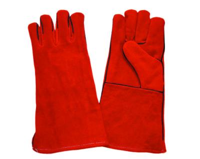 China Safety Work Comfortable Cow Split Leather Plastic Welding Gloves for sale