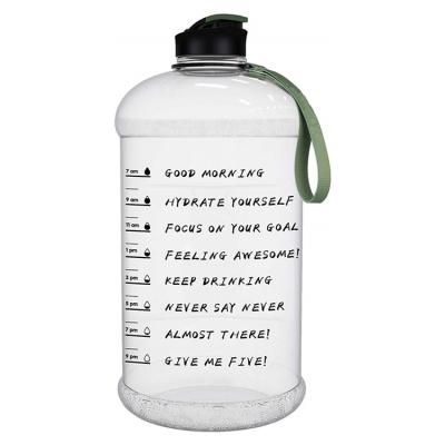 China Viable Outdoor Fitness Workout Gym BPA Gallon Water Jug Wide Mouth Water Bottle 2.2L With Time Marker For Women Men for sale