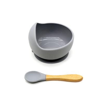 China BPA Free New Arrival Eco-friendly Non-Toxic Strong Suction Bowl Spoon Set Bib Baby Silicone Feeding Bowl With Spoon for sale