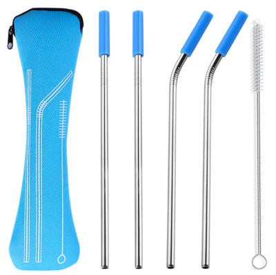 China 304 Viable 18/8 Straight Reusable Straws Metal Stainless Steel Drinking Straw Smoothie Cocktail Brush Cleaning Straws for sale