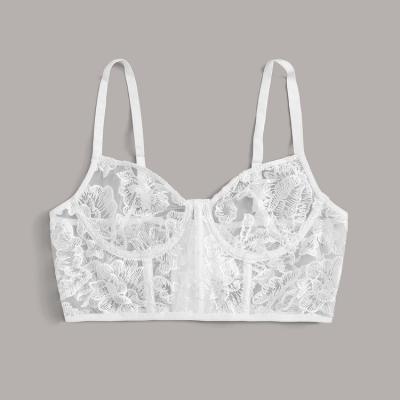 China Factory wholesale QUICK DRY spot mesh perspective embroidered girl push up brief bras sets for sale