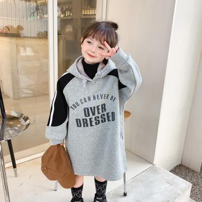 China 2021 new children's anti-shrinkage autumn wear girls' long sleeve letter ball hoodie dress thickened children's clothes for sale