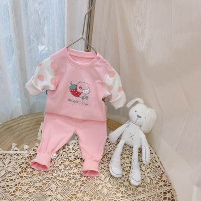 China Long Sleeve Winter Thermal Casual Cartoon Knitted Pajamas Baby Kids Girls Sleepwear Pajamas for sale