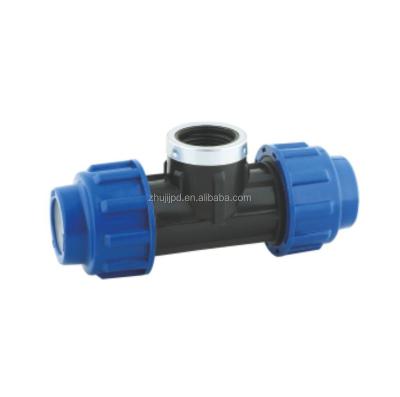 China Hot& High cold water pipe connection HDPE super quality plumbing fittings material pe female pipe tee 25mm*1/2 for sale