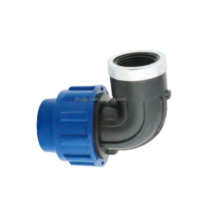 China Hot& High cold water pipe connection HDPE super quality plumbing fittings material pe female pipe elbow 25mm*1/2 for sale