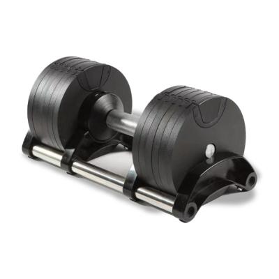 China Custom Black Rubber Portable Gym Fitness Dumbbell Reapbarbell Plated Adjustable Dumbbell Equipment Weight Set With Plastic Case for sale