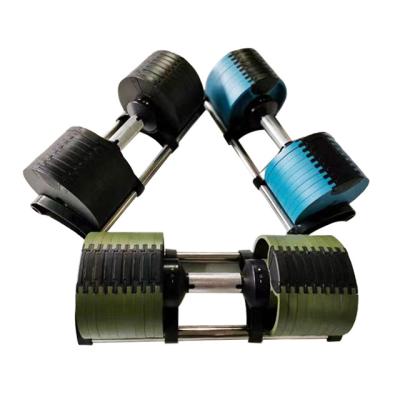 China Custom Black Rubber Portable Gym Fitness Dumbbell Reapbarbell Plated Adjustable Dumbbell Equipment Weight Set With Plastic Case for sale