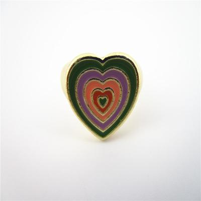 China TRENDY 18K Gold Plated Colorful Enamel Heart Ring for sale