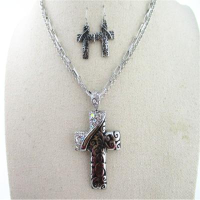 China Religious factory necklace and earring wholesale cross jewelry for sale