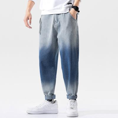 China Sustainable Tie Dye Custom Printed Wide Leg Denim Gaiters Plus Size Jeans For Man for sale