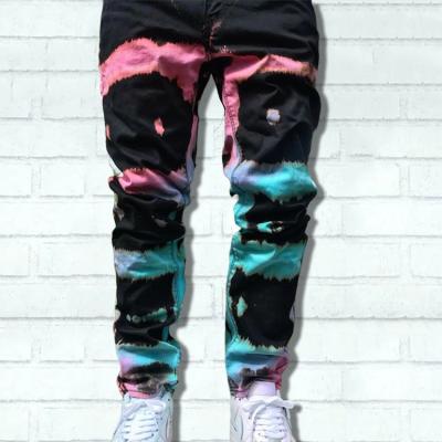 China Factory wholesale viable fashion hip hop straight leg straight leg men's denim pants streetwear custom tie dye jeans for sale