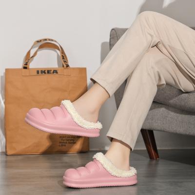 China 2022 New Fashion Trend Non-slip Cotton Comfortable House Shoes Winter Waterproof Plush Indoor Men's Warm And Outdoor Suitable Slippers For Women for sale