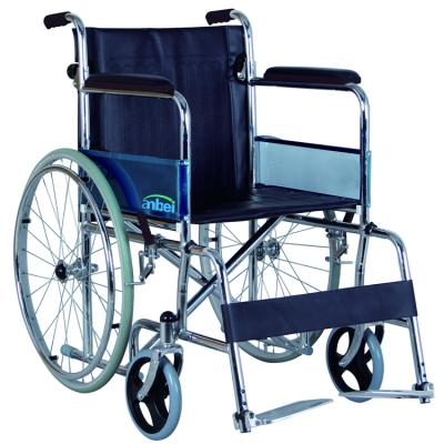 China Economic Cheapest Manually Operated Steel Folding Foldable With Backrest And Footrest Collapsible Wheelchairs For Disabled STW02-46 for sale