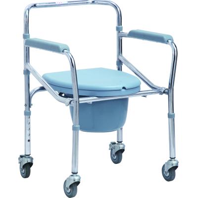 China Portable Height Adjustable Steel Frame Stand Wheelchair CW14 Chromed Steel Commode Armrest Fixed Gray Plastic Commode Chair for sale