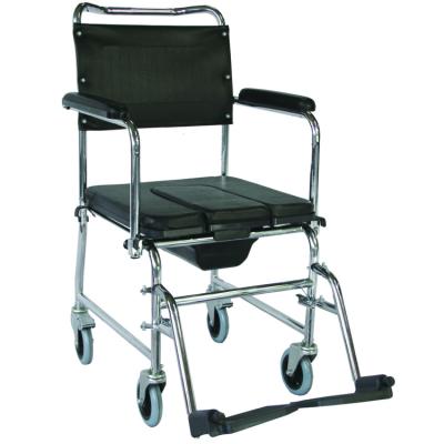 China Hot-selling Wheelchair High Cost Performance Lightweight Toilet Steel Black Plastic Platform Commode Wheelchair With Bedpan CW11U for sale