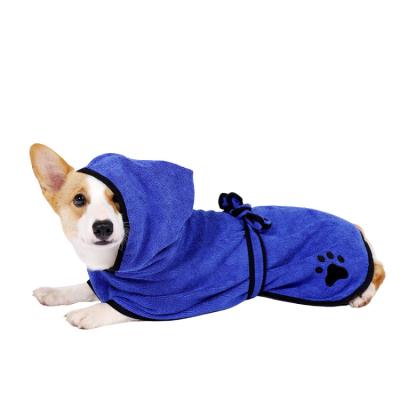 China Amazon Stocked Hot Sell Pet Bath Towel Robe With Dog Hooded Adjustable Drying Towel for sale