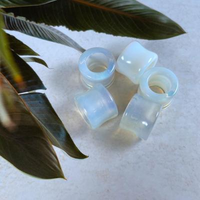 China CLASSIC Natural Stone Opalite Tunnel Plug Ear Expander Ear Grommet Ear Gauges Piercing Earrings Body Jewelry for sale