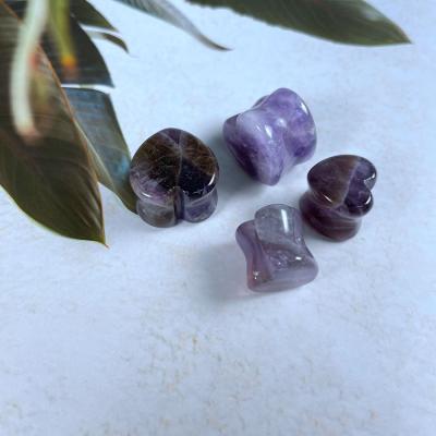 China CLASSIC High Quality Heart Shaped Stone Body Expander Amethyst Ear Plug Ear Stone Jewelry for sale