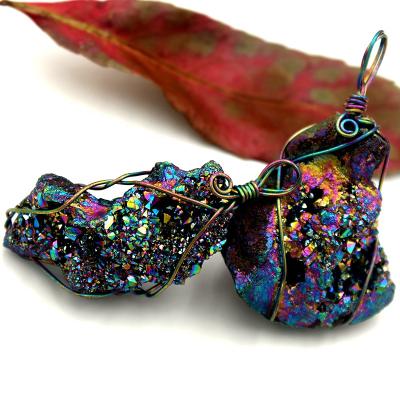 China Other Irregular Natural Gemstone Pendants Crystal Cluster Pendants For Jewelry Druzy Handmade Making for sale