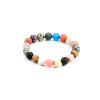 China Natural Agate Gemstone 10mm Gemstone Universe Gemstone Beaded Casual Stretch Bracelets for sale